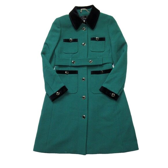 NWT J.Crew Velvet-trimmed Lady Coat in Deep Balsam Italian Double-cloth Wool 2
